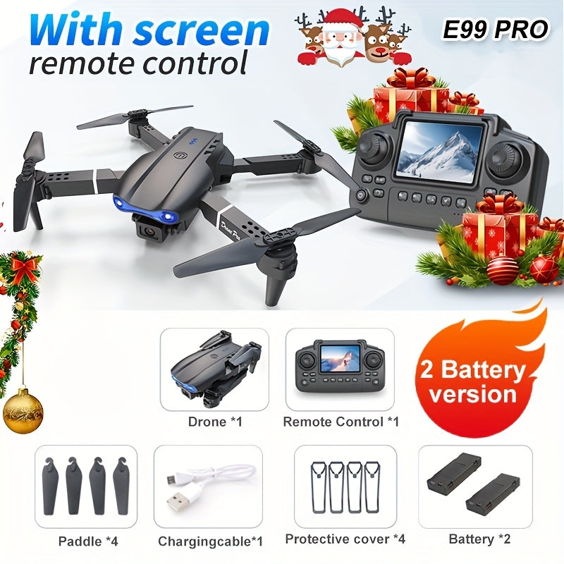 with 2 Batteries NEW Drone MAX Upgrade Edition Drone with Screen Control, Dual Camera, Obstacle Avoidance, Brushless Motor, Foldable Arms, Ldeal for Night Flying, Remote Control with Screen