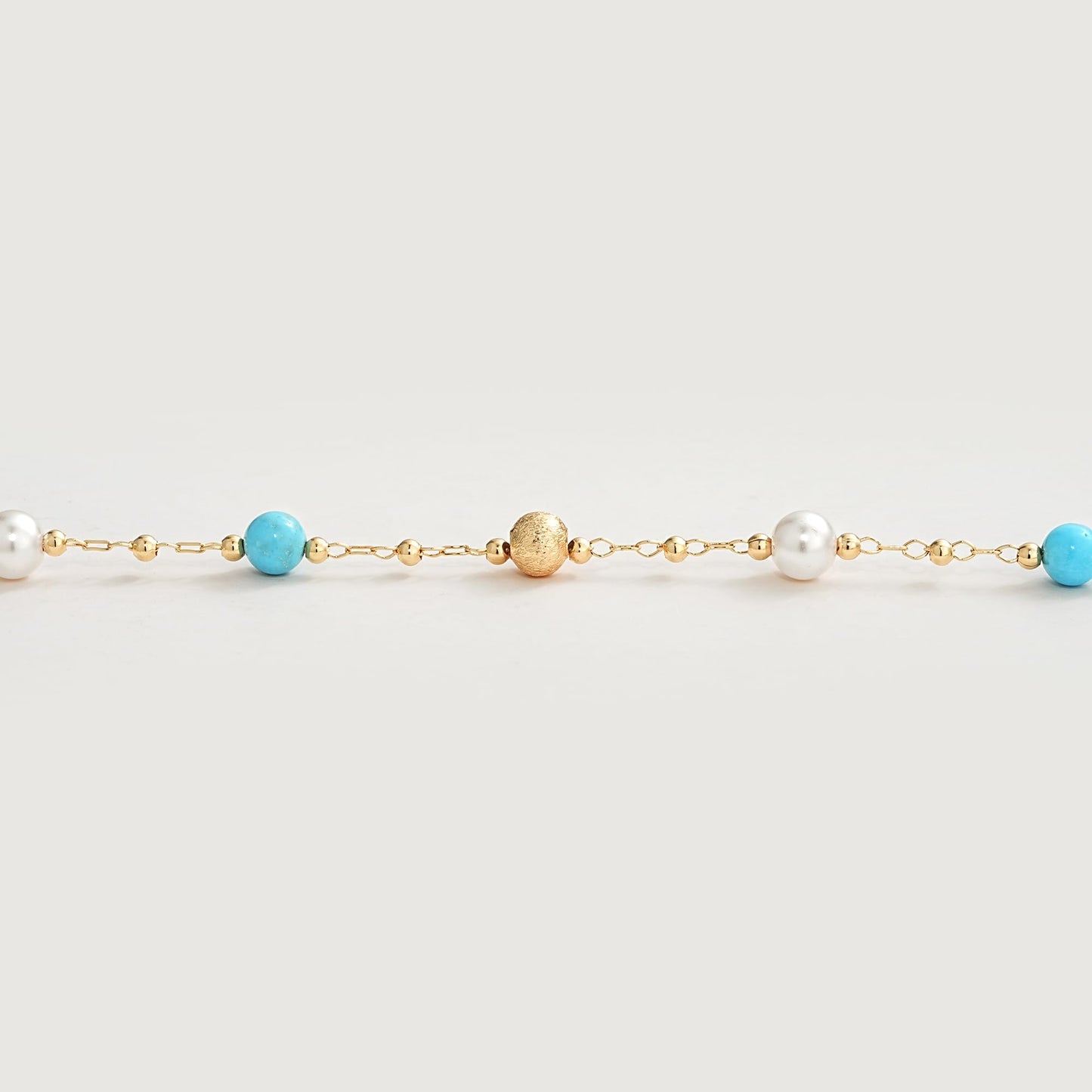 MEVECCO Gold Bracelet for Women 18K Gold Plated Pearl Turquiose Stone Custom Handmade Mixed Beaded Charm Chain Bracelet Stack Jewelry Gifts
