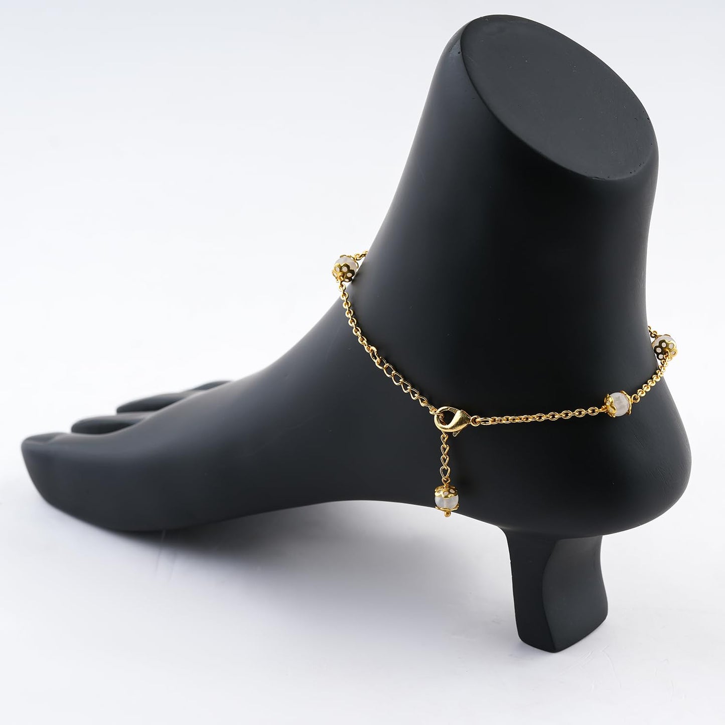 JEWEL OF ROCKS Trendsetting ROSE QUARTZ Anklet, Handmade Craft, Anklet Beads Bracelet, Chakra Healing Anklet, Gemstone Women Jewelry, Hypoallergenic Gold Plated Brass Anklet 9 inch + 1.5 inch (1pcs)