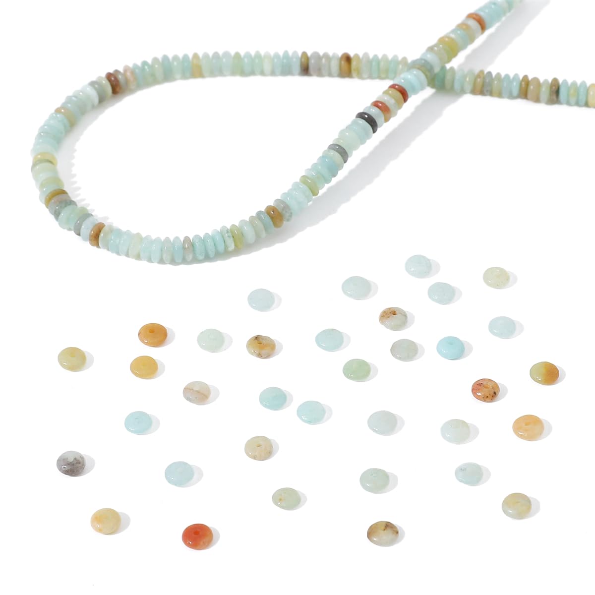 BEADIA Natural Amazonite Disk Stone Beads 4x2mm 160pcs Rondelle Loose Semi Gemstone Beads for Jewelry Making Design