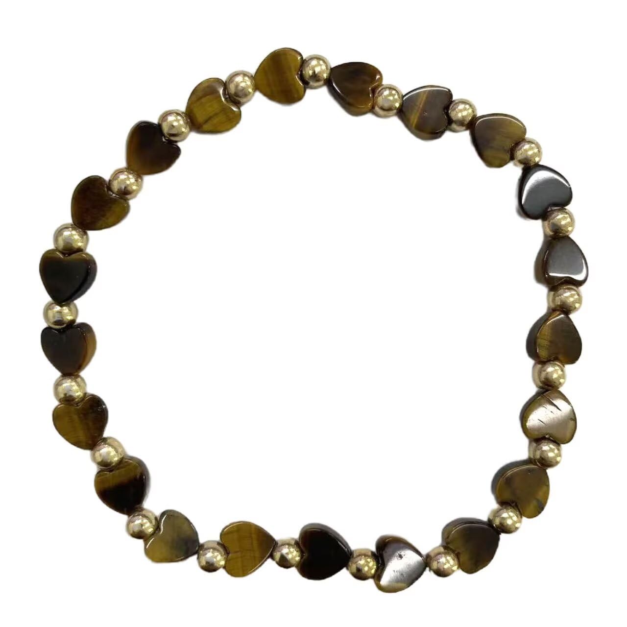 Zian Healing Crystal Stretch Bracelets for Women Men Handmade Colorful Love Heart Round Beaded Adjustable Bracelets Good Luck Yoga Chakra Stone Jewelry Gifts - Tigers Eye