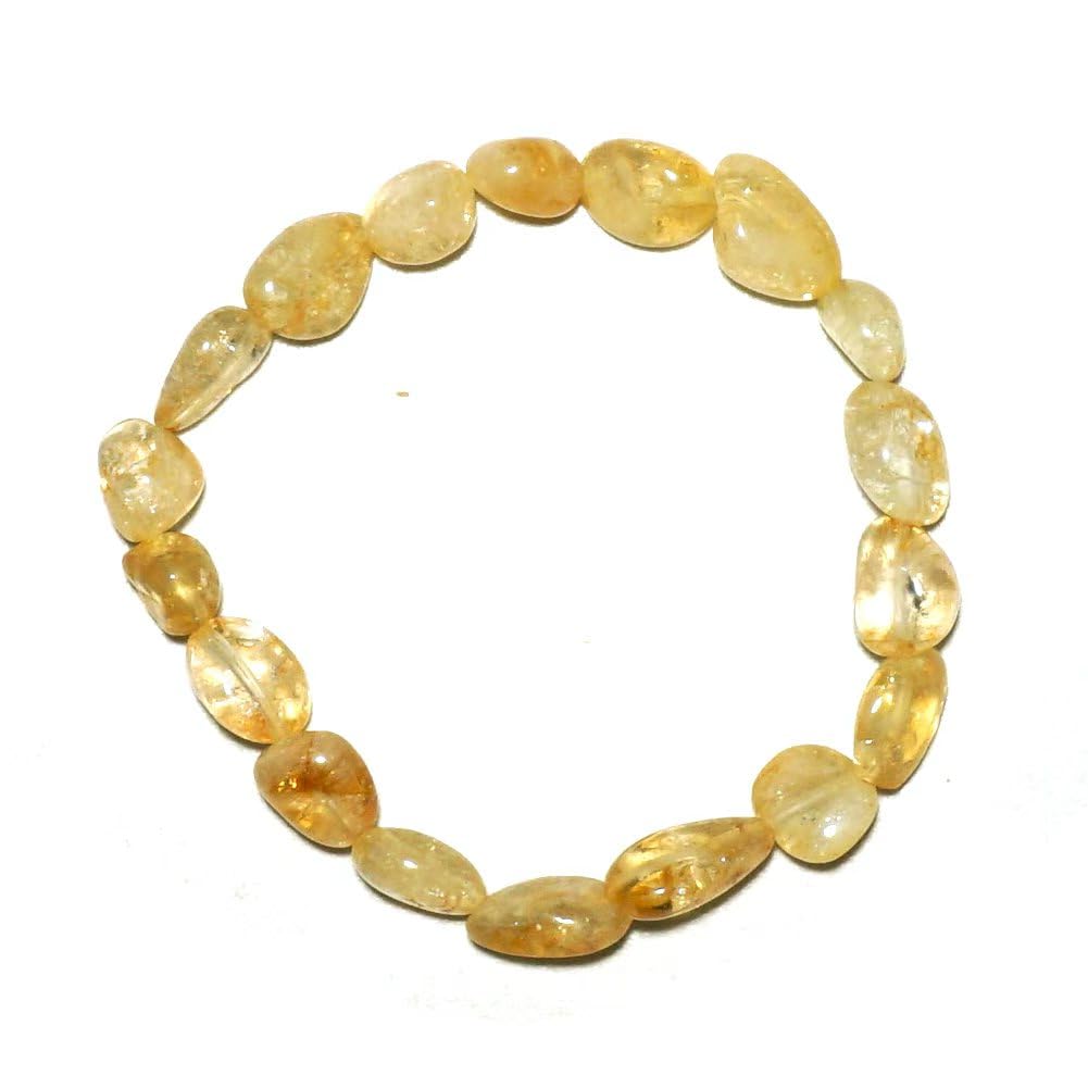TaHLga Citrine Chips Bracelet - Natural Handmade Raw Crystal Fragment Throat Chakra Crystal Jewelry for Meditation Self-expression Energy | Fits for 6-7 inch Small Wrist