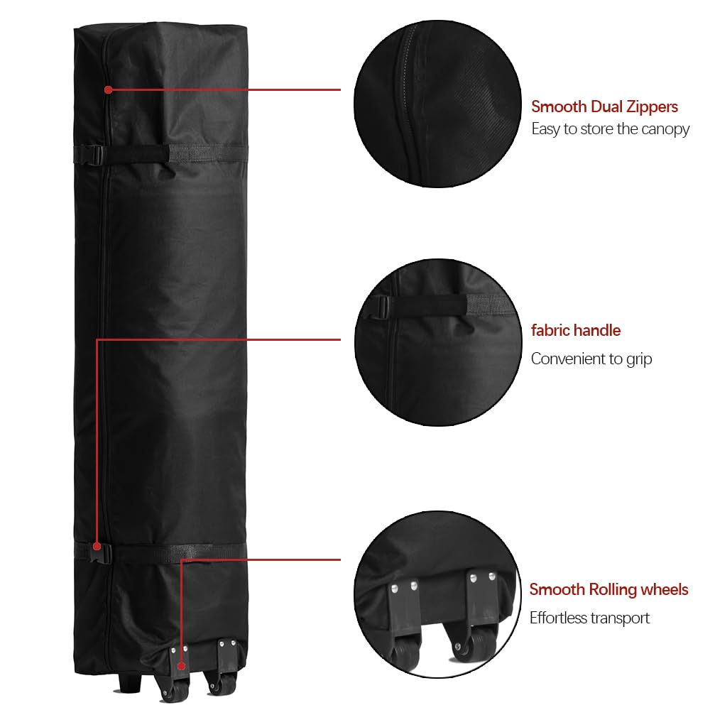 10x10 Pop Up Canopy Tent – One-Person Setup, Waterproof & UV-Blocking, Heavy-Duty Steel Frame, Wheeled Bag & Sandbags – Outdoor Shade for Beach, Camping, Backyard, Tailgate, Events (White)