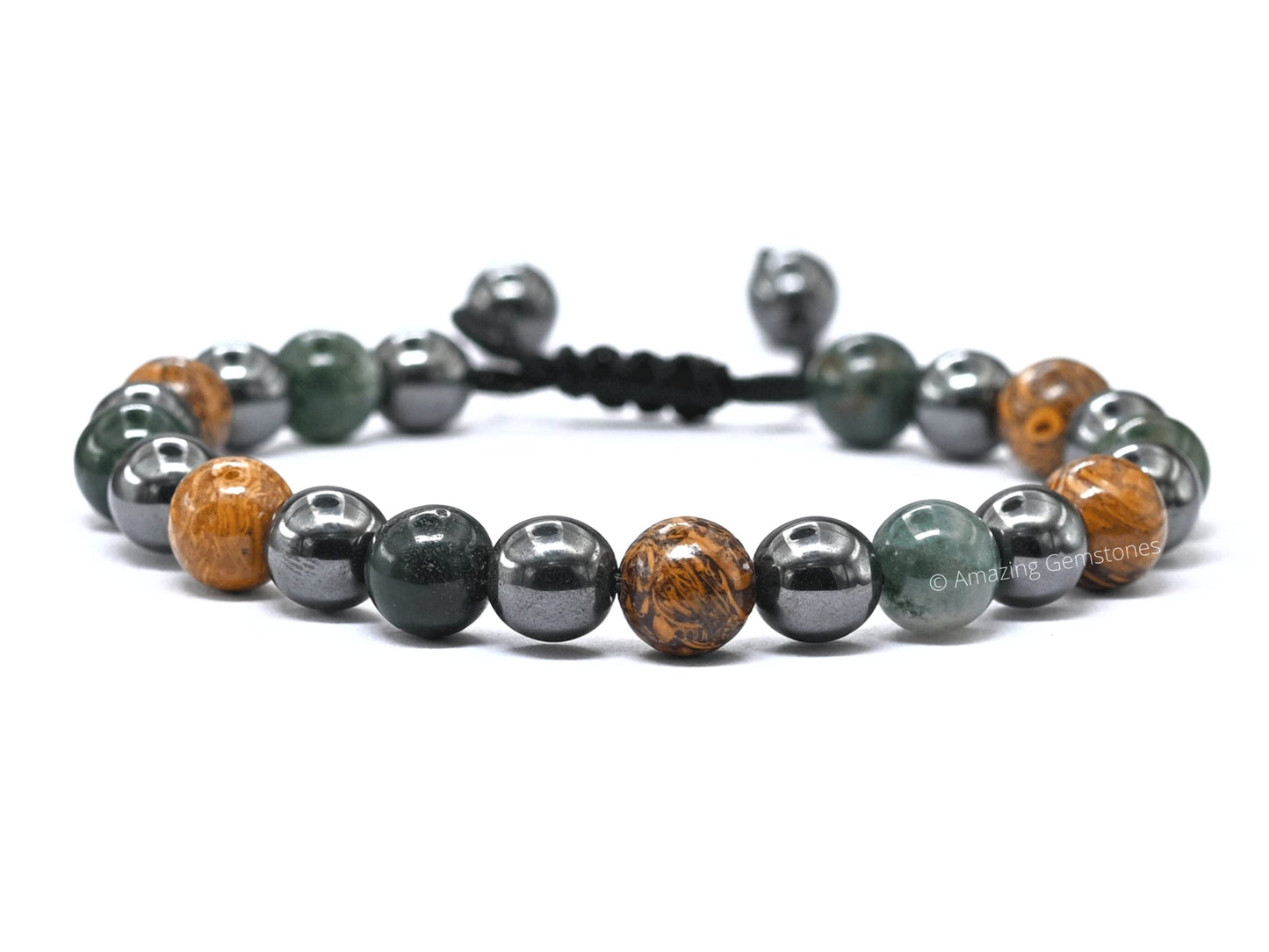 Amazing Gemstone Friendship Bracelets - Moss Agate Mariyam Jasper Hematite Bracelet Set for Men Women Healing Calming Anxiety Stress Relief Gifts Pulseras Para Hombres Mujer Stocking Stuffers