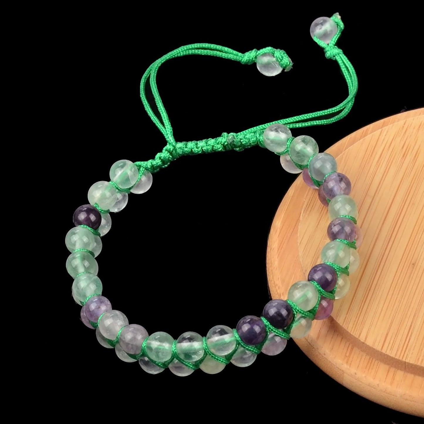 MASSIVE BEADS Natural Chakra Healing Power Crystals Macrame Bracelet Yoga Double Layer Stone Beads Gemstone Meditation Relax Anxiety Bangle for Unisex Women Men (Color Fluorite, 6mm)