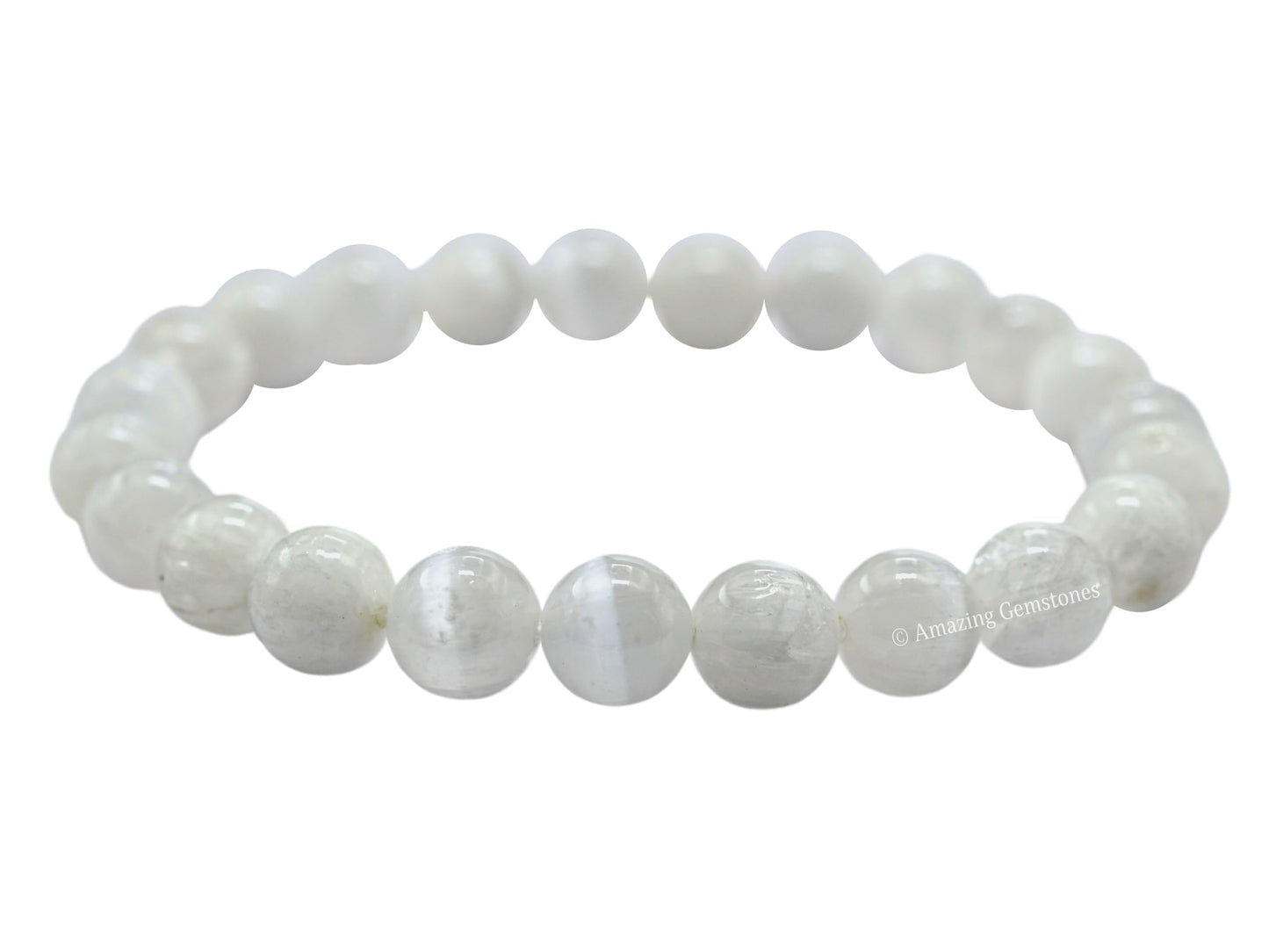 Amazing Gemstone Crystal Bracelet for Women Men's Gifts - Protection Healing Crystal Bracelet - 8mm Gemstone Beaded Stretchable Bracelet Pulseras Para Hombres Mujer Stocking Stuffers Mothers Day Gift (Selenite)