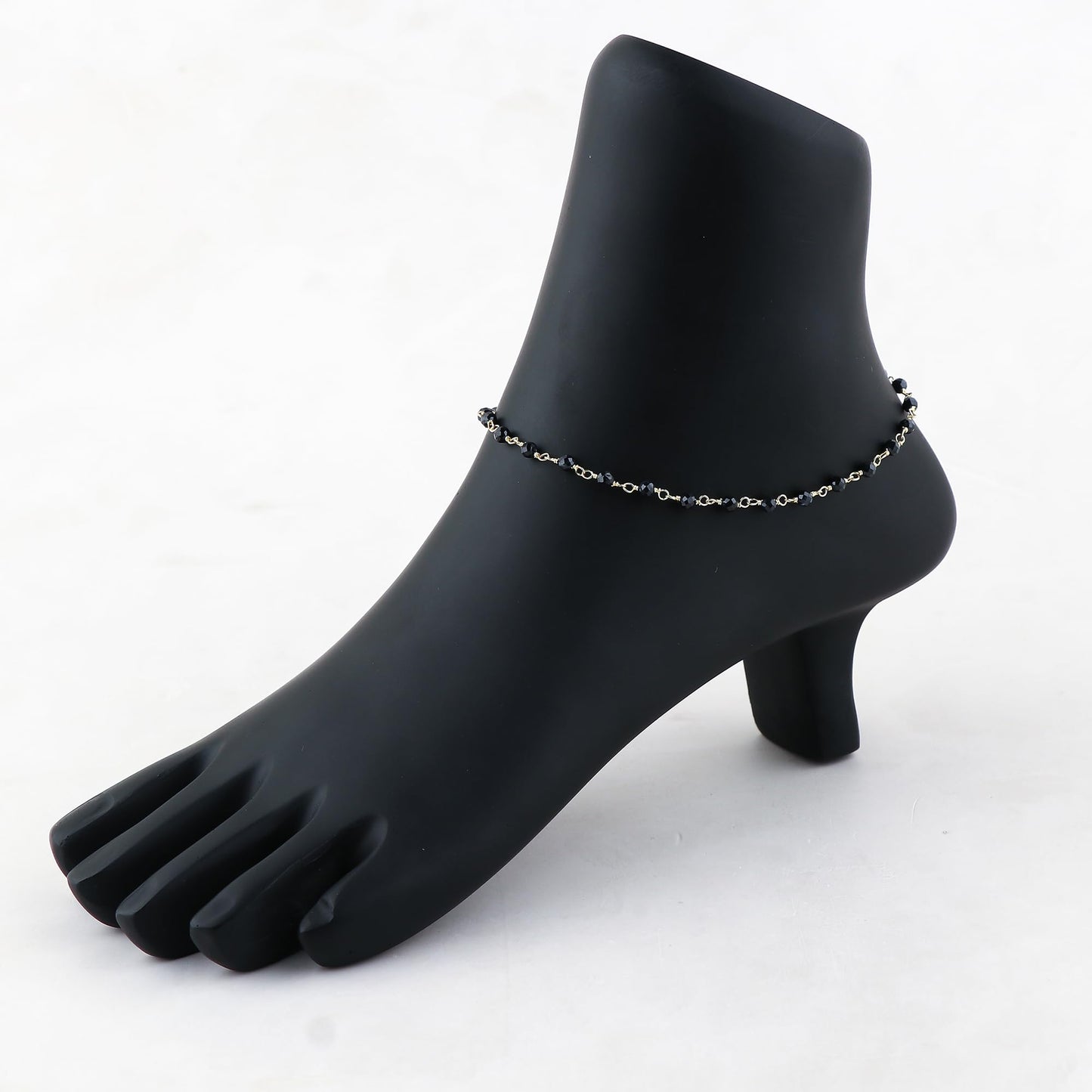 JOR Natural Blue Sapphire Beaded Rosary Anklet, Handmade Craft, Anklet Beads Bracelet, Chakra Healing Anklet, Gemstone Women Jewelry, Dainty Gold Plated Anklet 9 inch + 2 inch (1pcs)