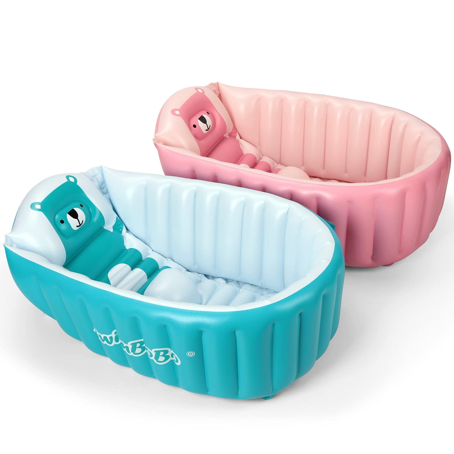 Swimbobo Inflatable Baby Bath Tub Portable Foldable Travel Mini Swimming Pool Helps Infants to Toddler Tub (Pink)