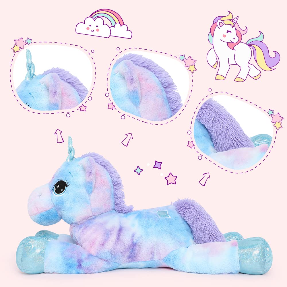 Tezituor 43in Giant Unicorn Stuffed Animal, Big Stuffed Unicorn Toys for Girls and Women, Rainbow Purple Unicorns Plush Gifts for Valentines Day, Christmas, Birthday and Party