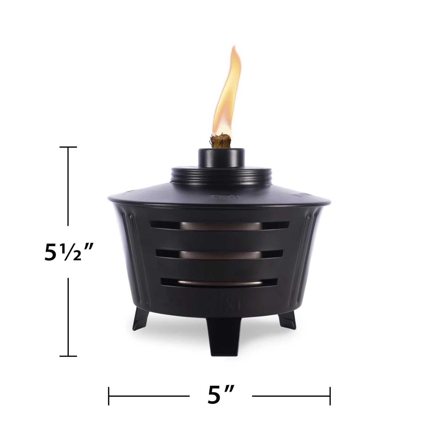 TIKI Mini Fire Pit Tabletop Torch 2-Pack, Outdoor Decorative TIKI Torch for Patio, Backyard, and Garden, Black Metal Tabletop Flame Torch, Includes Long Lasting Wick and Snuffer