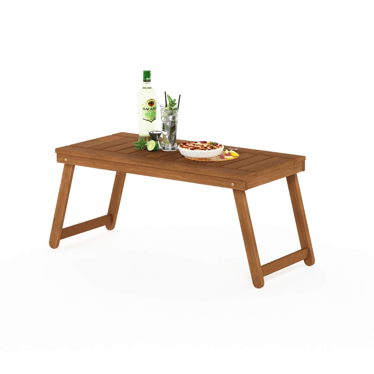 Furinno DALAM Patio Table, Folding Outdoor Side Table with Slatted Tabletop, Coffee Table, for Indoor, Balcony, Patio, Garden, Porch, Natural