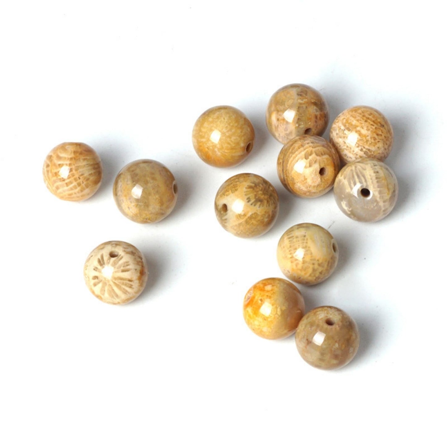 100Pcs Natural Stone 8mm Chrysanthemum Stone Round Loose Gemstone Energy Healing Beads Hole Size 1mm DIY Smooth Beads for Bracelet Necklace Earrings Jewelry Making