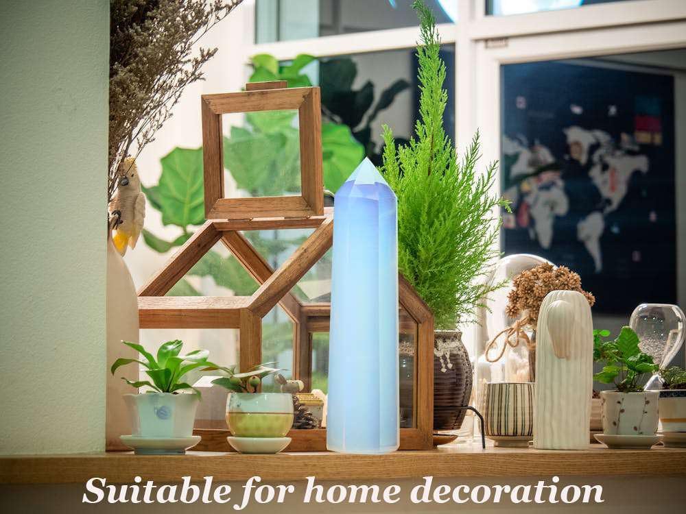 LAIDANLA Opal Healing Crystals Wands 3.5-4" Polishing Natural Reiki Energy Wand Stone Hexagonal Point Obelisk Large Crystal Gemstones for Meditation Therapy Crystal Grid Gifts Decoration 1Pcs