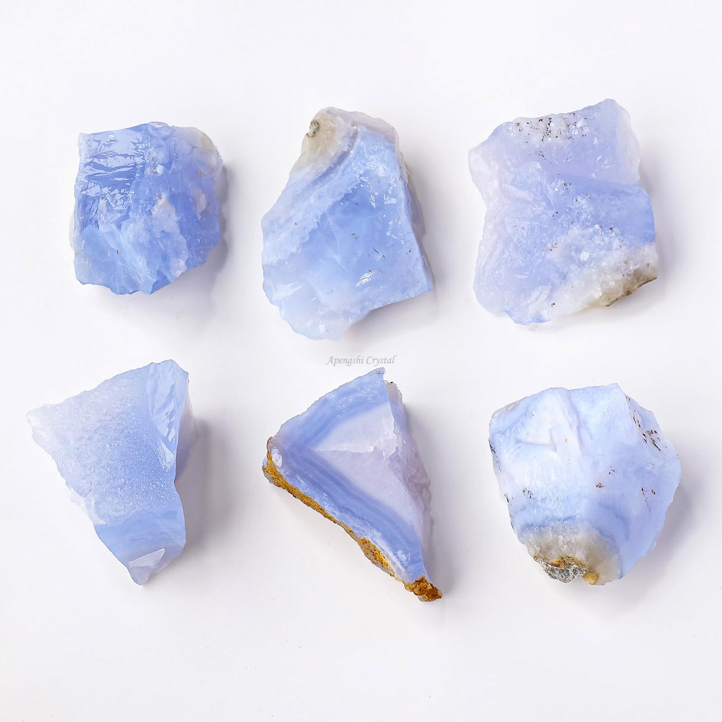 Apengshi Blue Lace Agate Stone Raw Crystals 2PCS Natural Rough Rocks Healing Crystal and Stones DIY Raw Stones Meditation Fountain Garden Home Decor