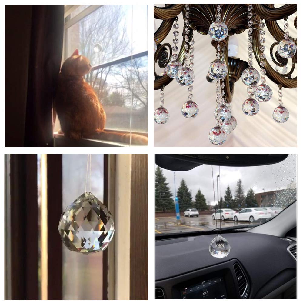 Suncatcher Crystals Ball Prism Window Rainbow Maker with Chain for Easy Hanging 40 mm 2 Pack