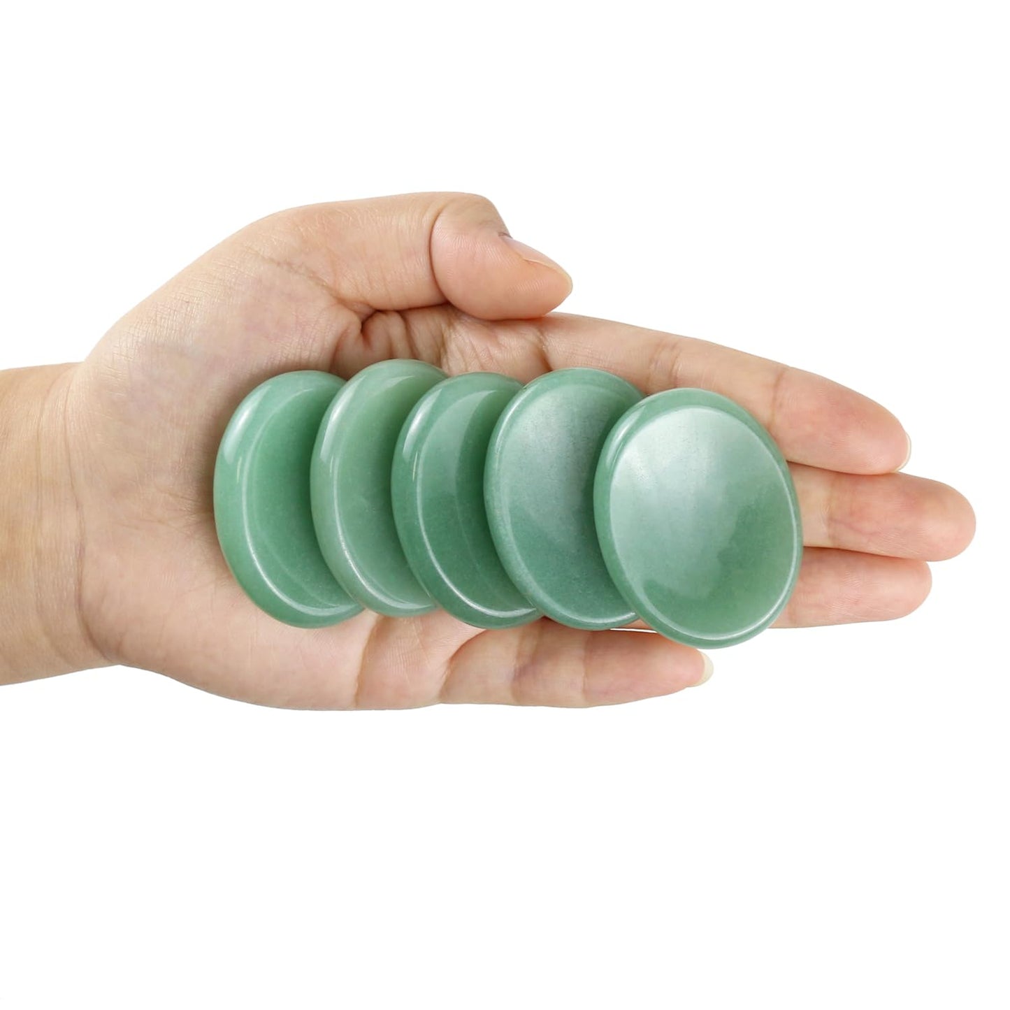 Nvzi Worry Stones Green Aventurine Crystal, Chakra Crystals and Healing Stones, Oval Palm Stone, Thumb Stone, Crystals for Beginners, Spiritual Gifts for Women, Meditation Accessories (1PCS)