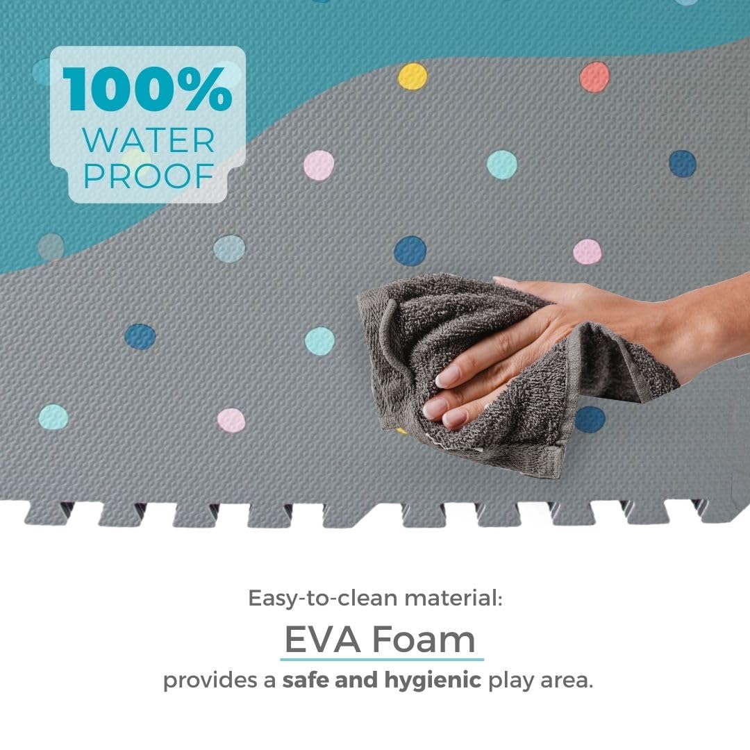 Soft Non-Toxic Baby Play Mat, Toddler Playmat, Colorful Jigsaw Puzzle PlayMat, Tiles 24 x 24 inch Foam Floor Mats for Kids & Babies | EVA Foam Interlocking Tiles for Nursery, Playroom (Grey 6 PCS)