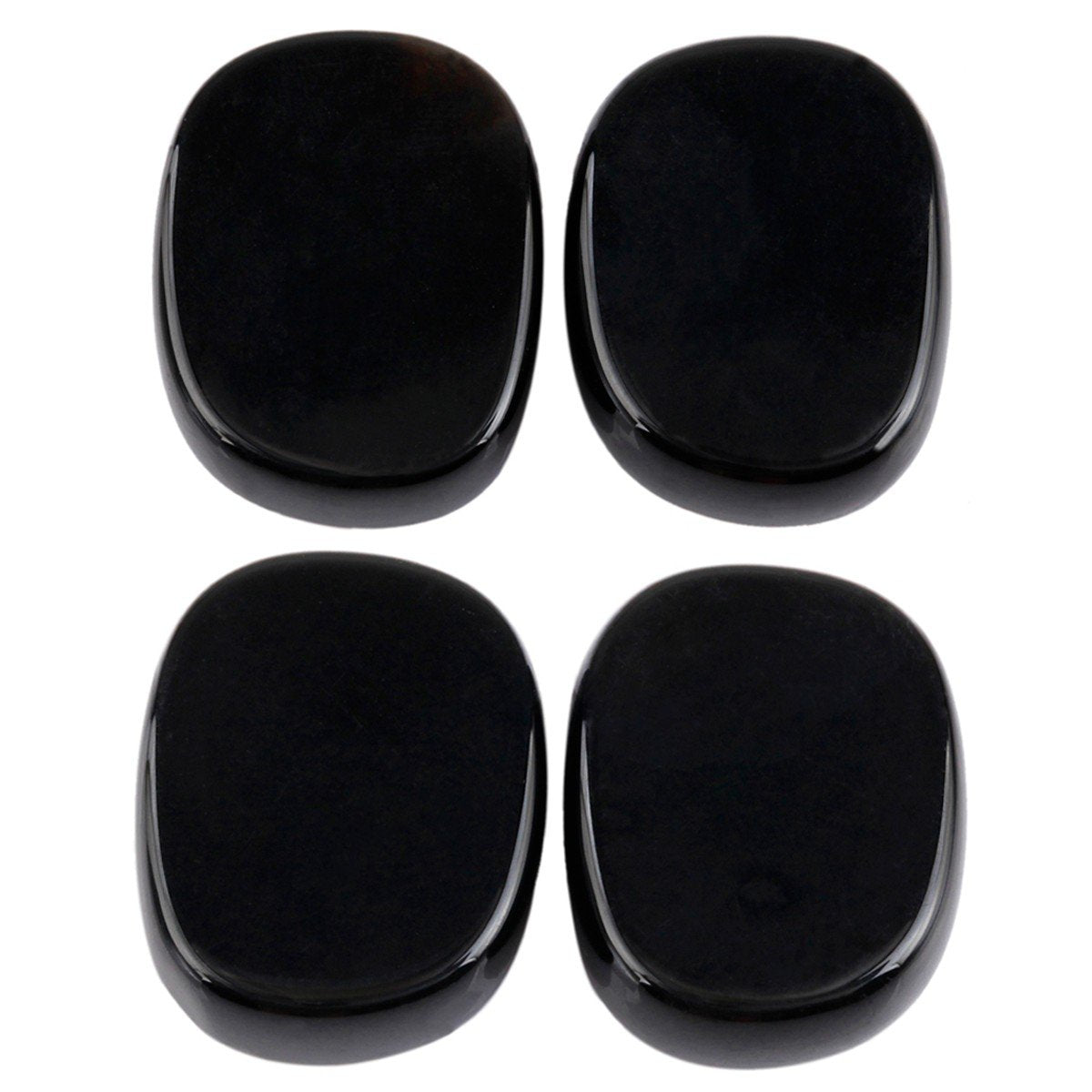 rockcloud Healing Crystal Black Agate 4pcs Engraved Chakra Stones Palm Stone Reiki Balancing