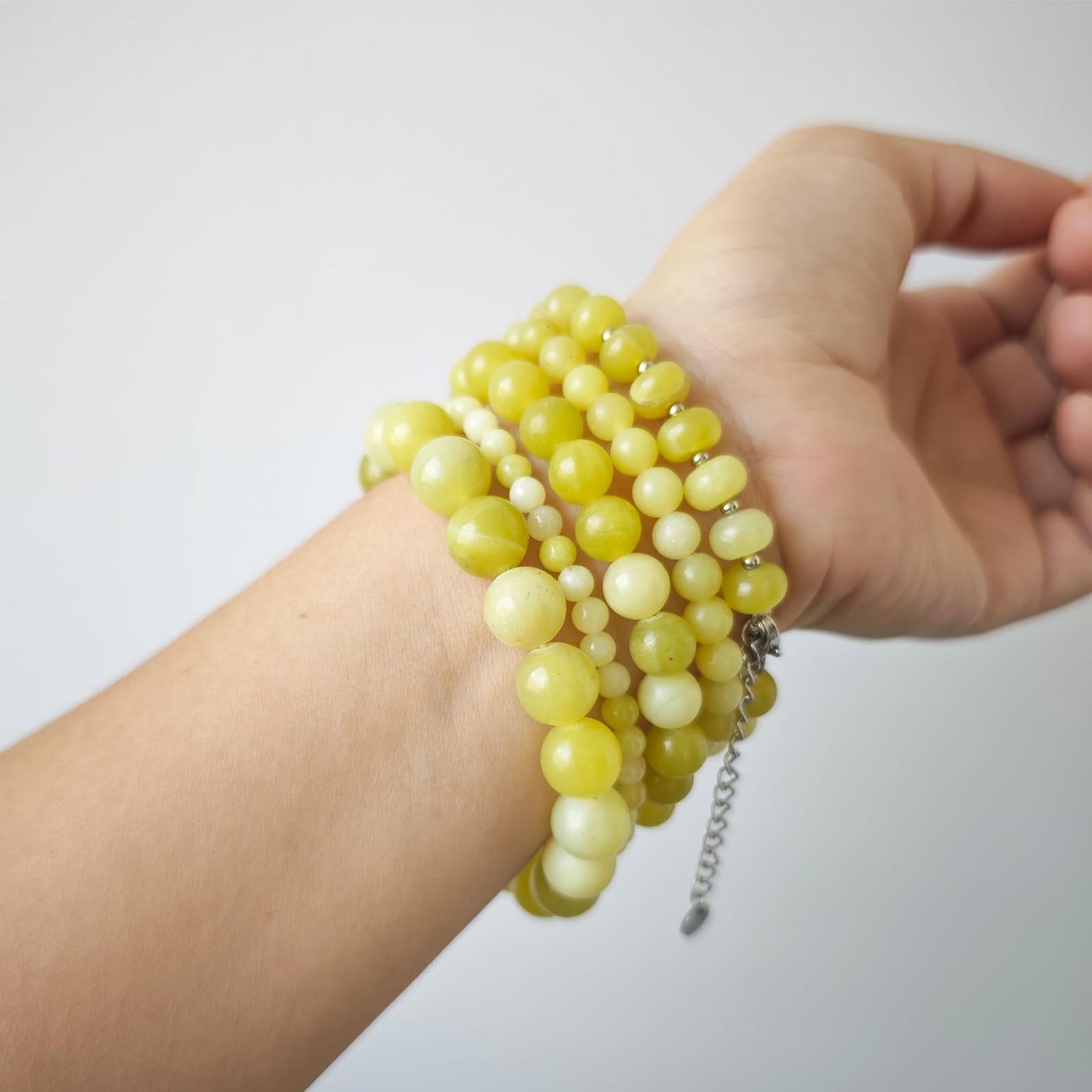 CHCCOYE 4mm Natural Healing Gemstone Bracelet Handmade Yoga Stretch Elastic Bracelet Stress Relief Crystal Jewelry for Men and Women (4mm,Lemon Jade)