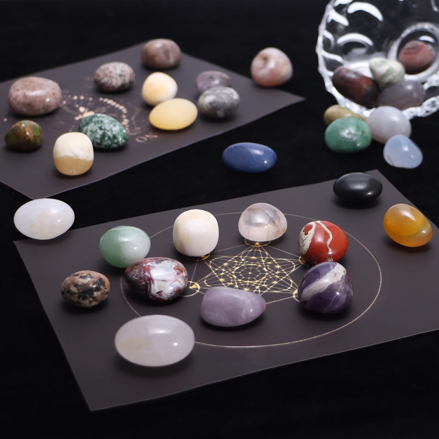 Polished Mixed Healing Crystal Stones Set, 1LB Handpicked Tumbled Rocks Gemstones for Energy Reiki, Meditation, Vase Filler Landscape, Bottom Decoration, Home Decor