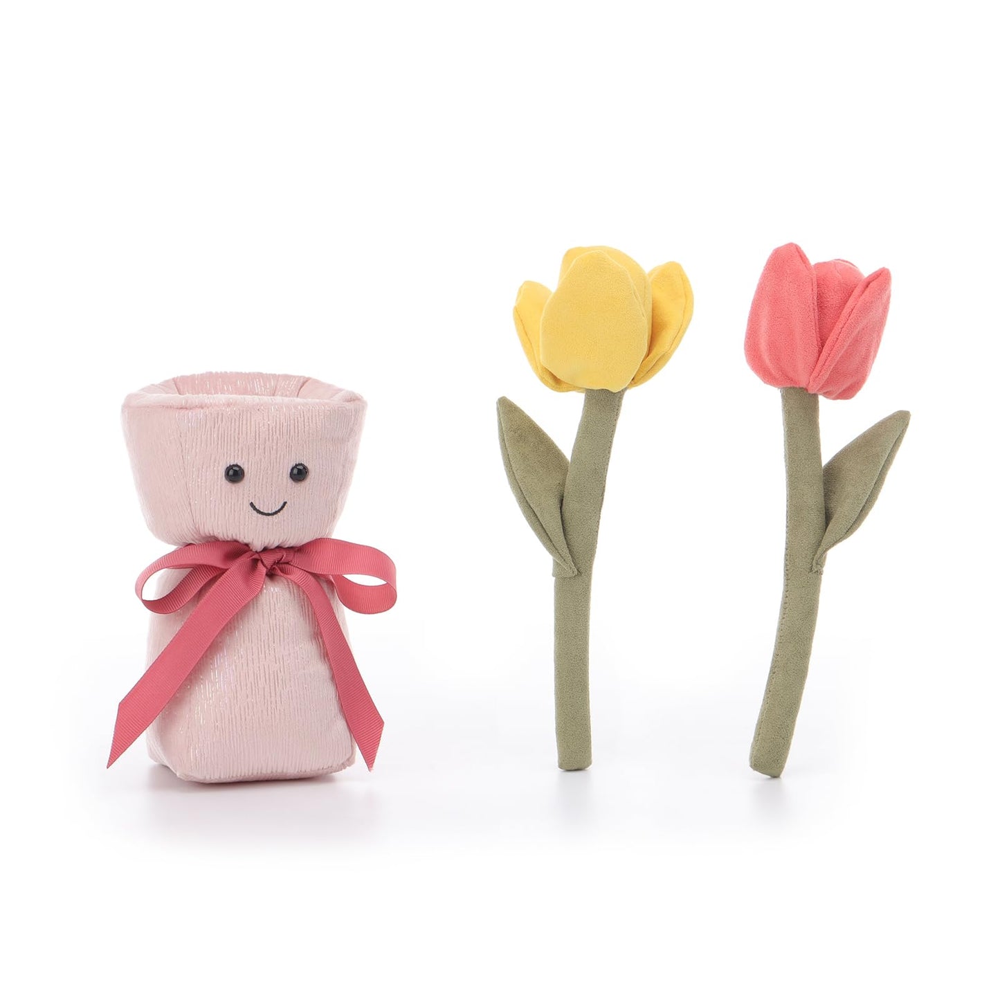 Apricot Lamb Romantic Tulip Vase Stuffed Animals for Kids, Soft Cute Plush Toys for Baby Girl and Boy, 11 Inches