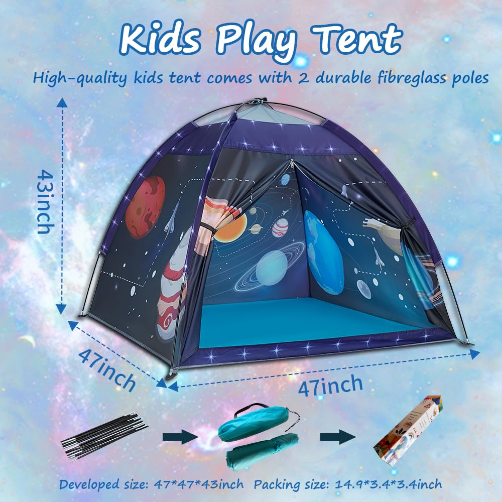 Mnagant Space World Play Tent-Kids Galaxy Dome Playhouse for Boys and Girls Imaginative Play Popup Tent for Kids Indoor/Outdoor Fun,Perfect Kidâs Gift- 47" x 47" x 43"