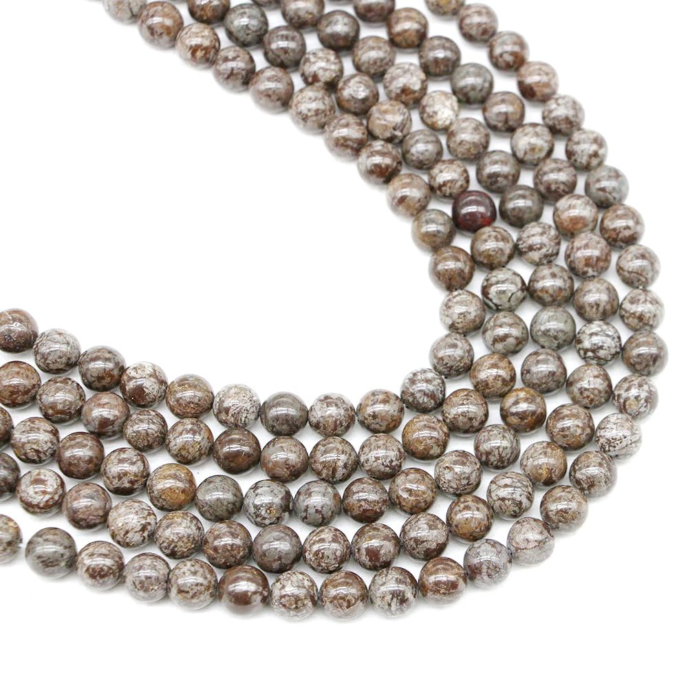 Malahill semiprecious Stone Beads for Jewelry Making, Sold per Bag 5 Strands Inside, China Snowflake Obsidian 8mm