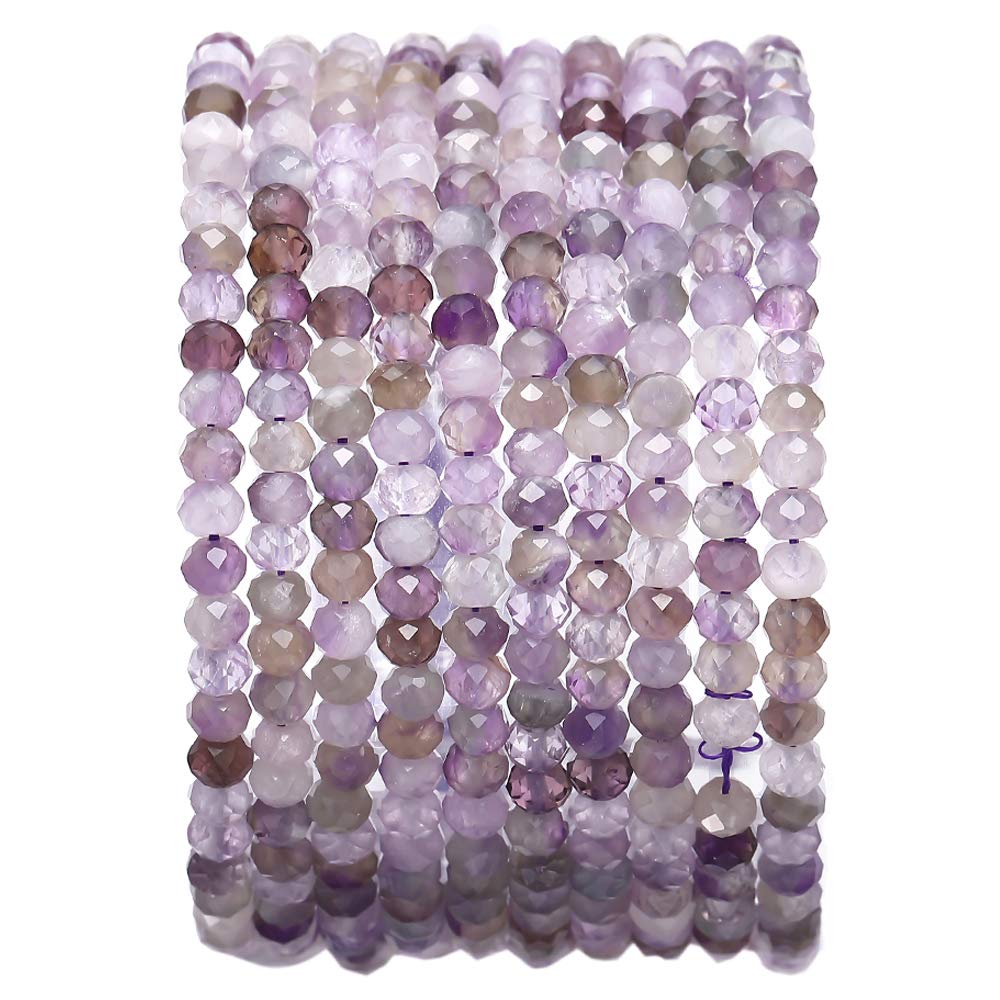 BEADIA Faceted Natural Amethyst Crystal Stone Rondelle 3x4mm Loose Semi Gemstone Beads for Jewelry Making 38cm