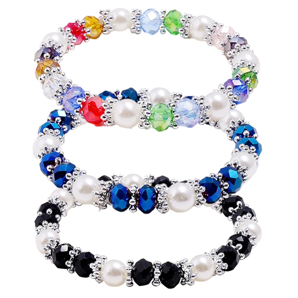 Pearl Bracelets for Women,Freshwater Pearls Crystal Bracelet Boho Bracelets Bead Bracelet Gifts (Blue #1)