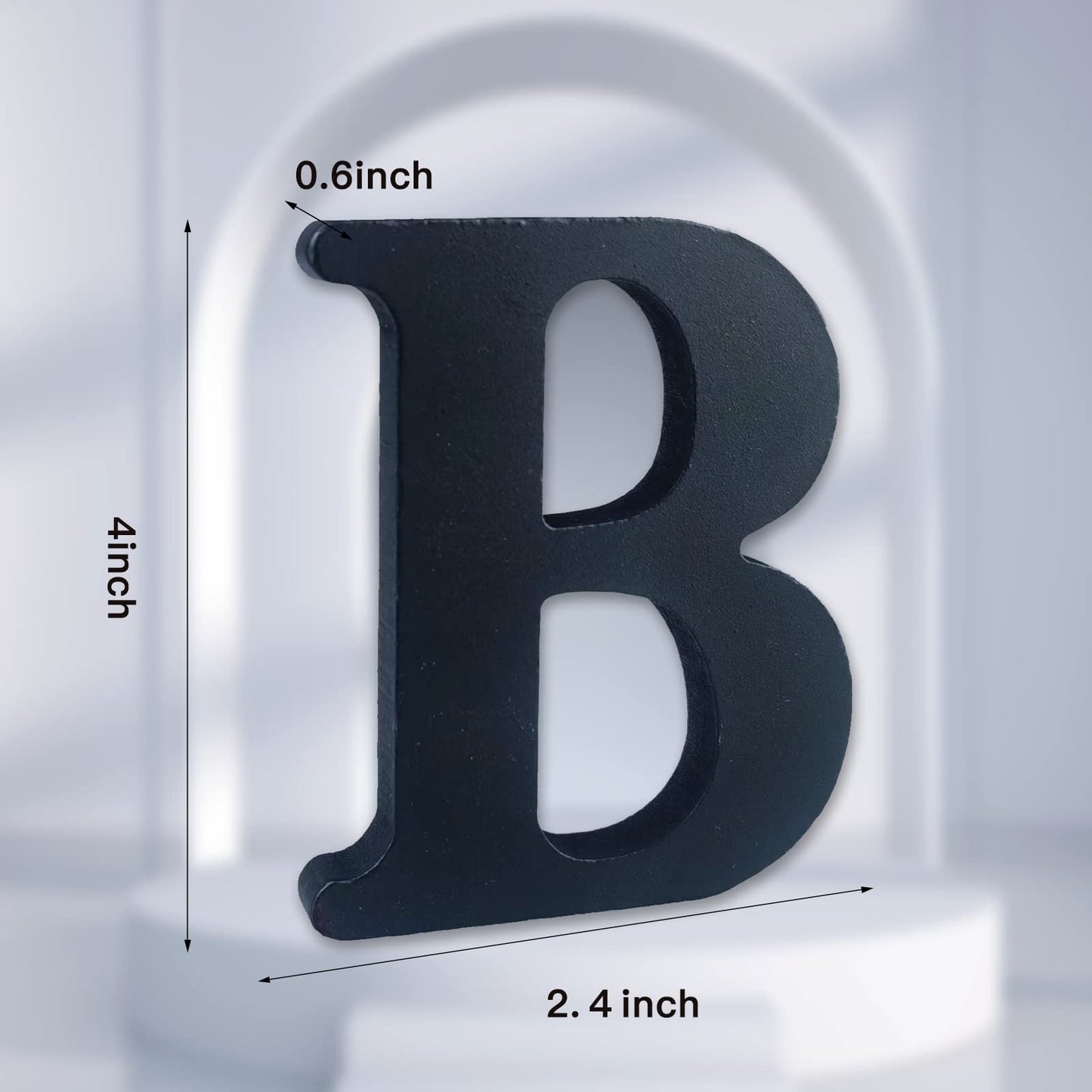 AOCEAN 4 inch Black Wood Letters Unfinished Wood Letters for Halloween Decorative Standing Letters Slices Sign Board Decoration for Craft Home Party Projects (B)