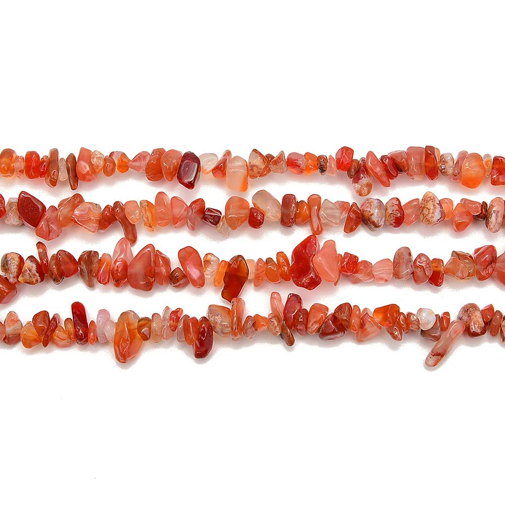 PLTbeads 5-8mm Natral Healing Gemstone Waist Bracelets Necklace Kit Irregular Stone DIY Crafts Design Jewelry Making 1 Strand per Bag Approxi 34 inch (Red Agate Chips)