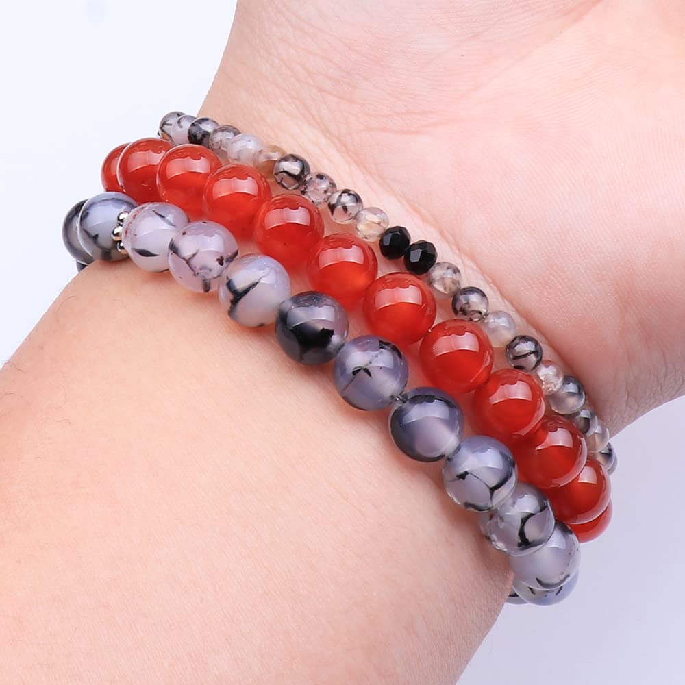 UEUC Tree of Life Yoga Healing Stone Bracelets, Multilayer Lotus Chakra Stone Reiki Bracelet Sets, Anxiety Crystal Natural Stone,for Women Stress Relief(#68)