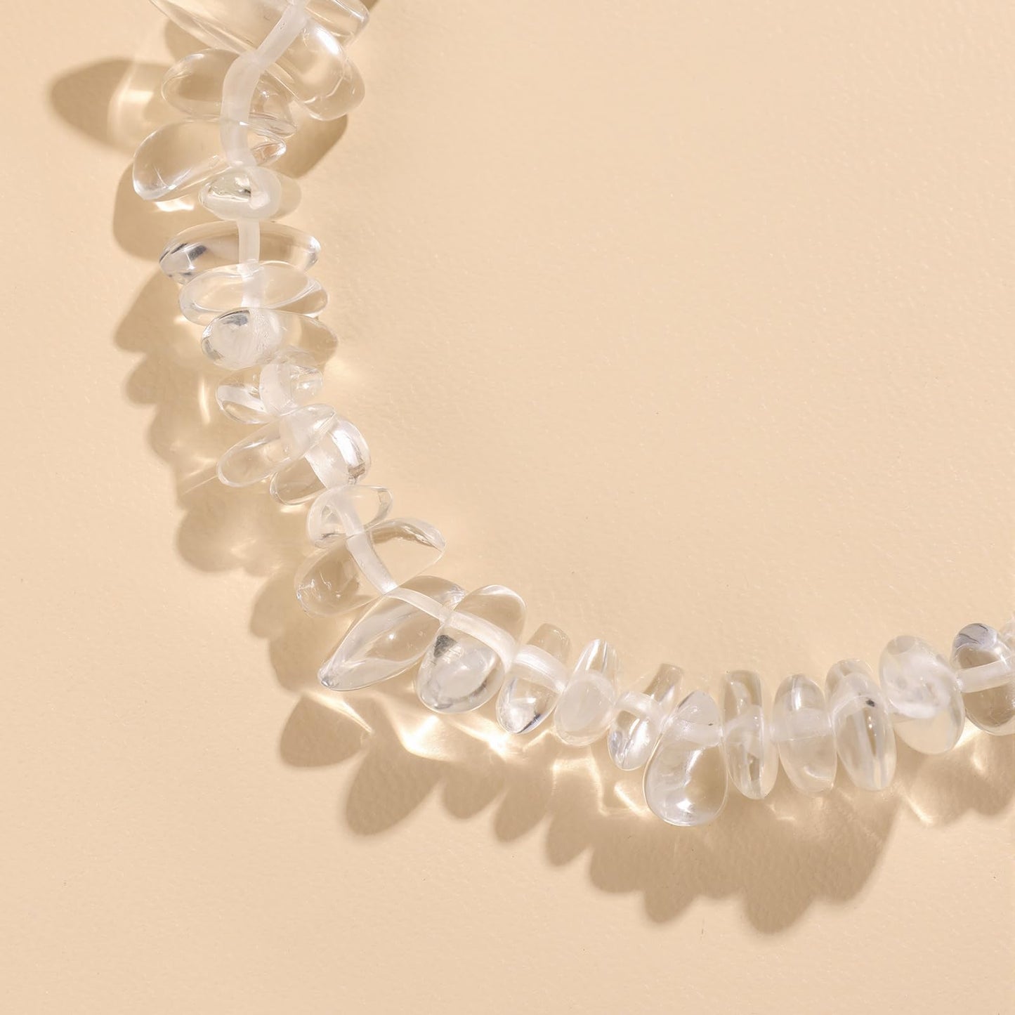 GolbalJew Natural Gemstone Beads Bracelets Healing Crystal Stone Beaded Bracelet for Women Men Handmade Spiritual Jewelry Gifts, 5-8mm Clear Quartz Chips Beads