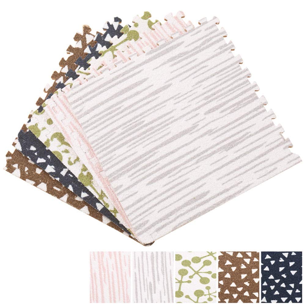 ALGFree Interlocking Floor Tiles Foam Puzzle Mat,1cm Thick Baby Toddler Crawling Mat Play Room Soft Playmats Easy Travel, Free Combination (Color : E, Size : 60x60x1cm-12pcs)