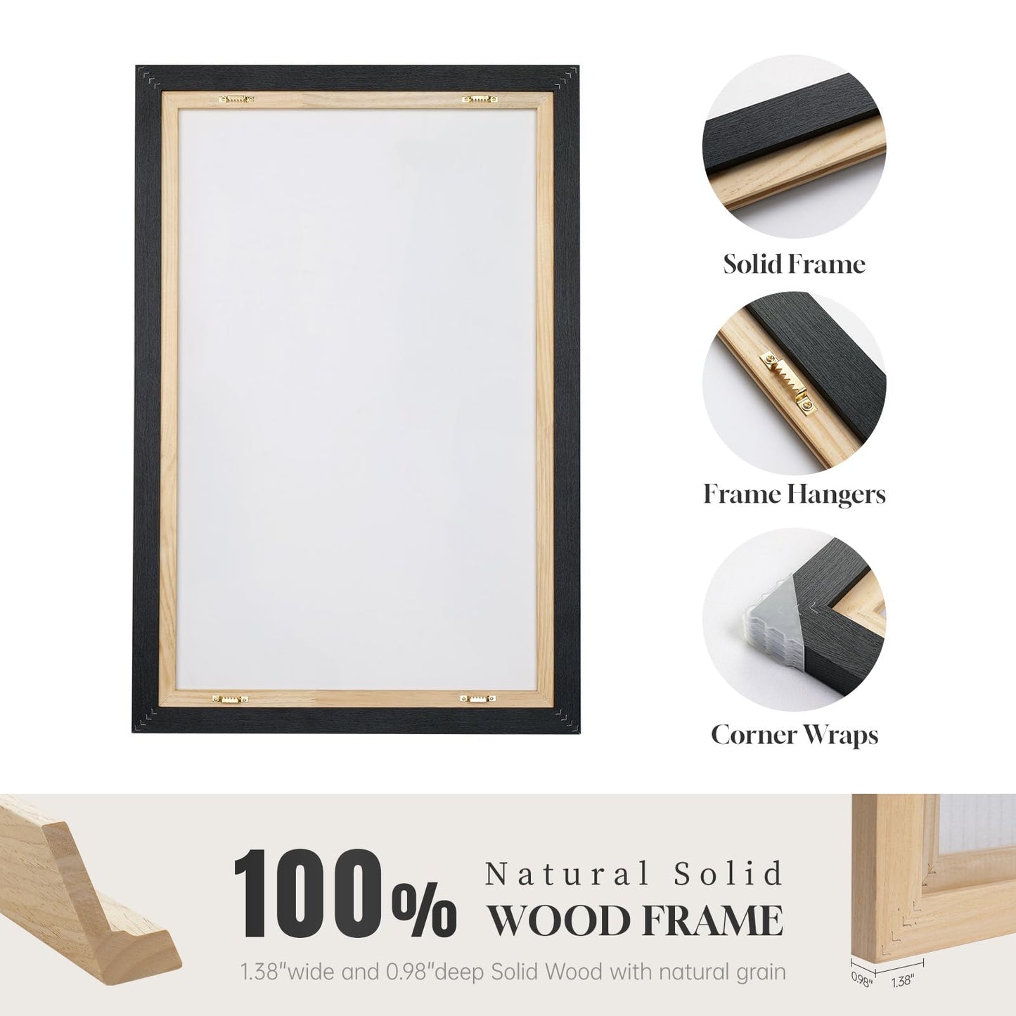 Framed Neutral Abstract Minimalist Wall Art Set of 2, Modern Canvas Prints Paintings Artwork for Walls, Black Beige Brown Abstract Art Pictures for Bedroom Living Room Dining Room Wall Decor 16x24 In
