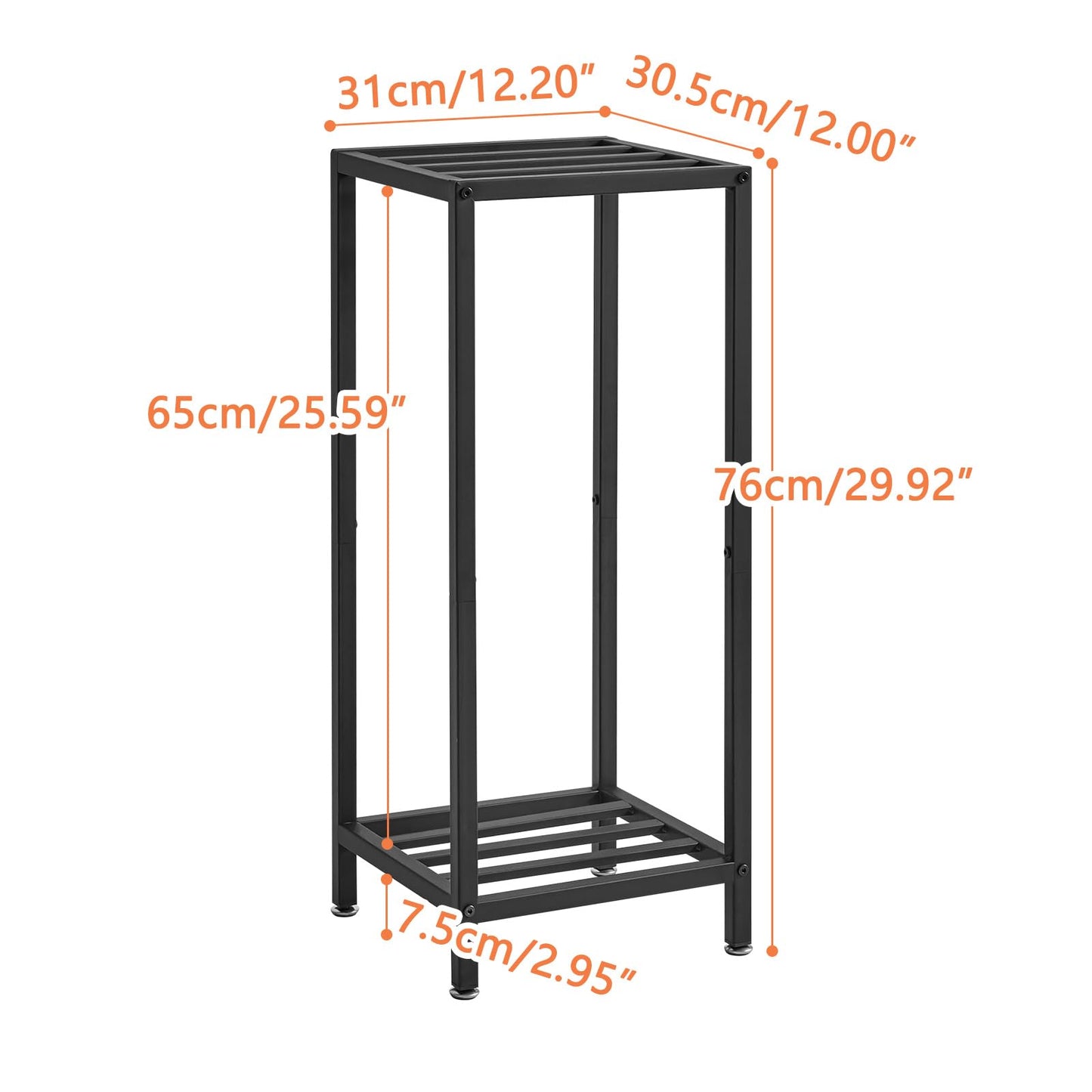 IBUYKE 30 Inch Tall Plant Stand Indoor, 2 Tier Metal Corner Plant Stand, Modern Square Plant Shelf Flower Stand for Living Room Patio Balcony Garden, Black TMJ070B