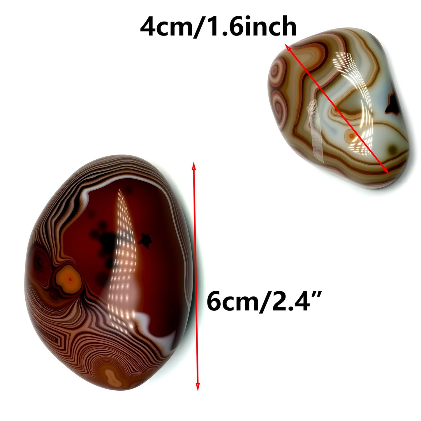 Chiloskit Agate Palm Stone Worry Stones,Natural Sardonyx Healing Crystal for Massage Meditation, Healing, Yoga, Reiki, Zen,Aquarium Decorative Rocks,Gift for Girls Christmas Gifts 4CM (4cm/5pcs)
