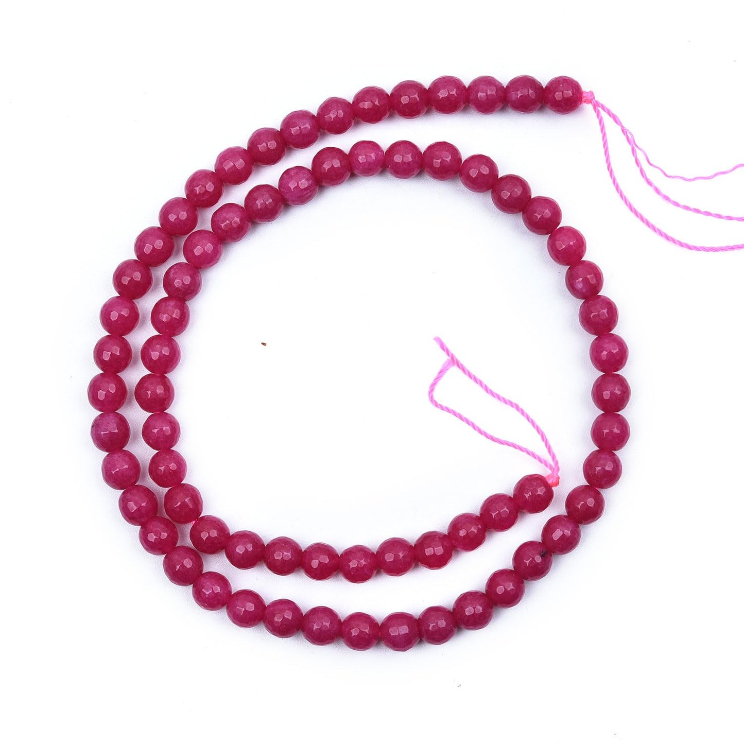 HAAMIIQII 6mm Rose Red Jade Faceted Round Stone Spacer Beads, Loose Gemstone Beads for Jewelry Making, DIY Bracelet, Necklace, Healing Crystal 15 Inch (65pcs)