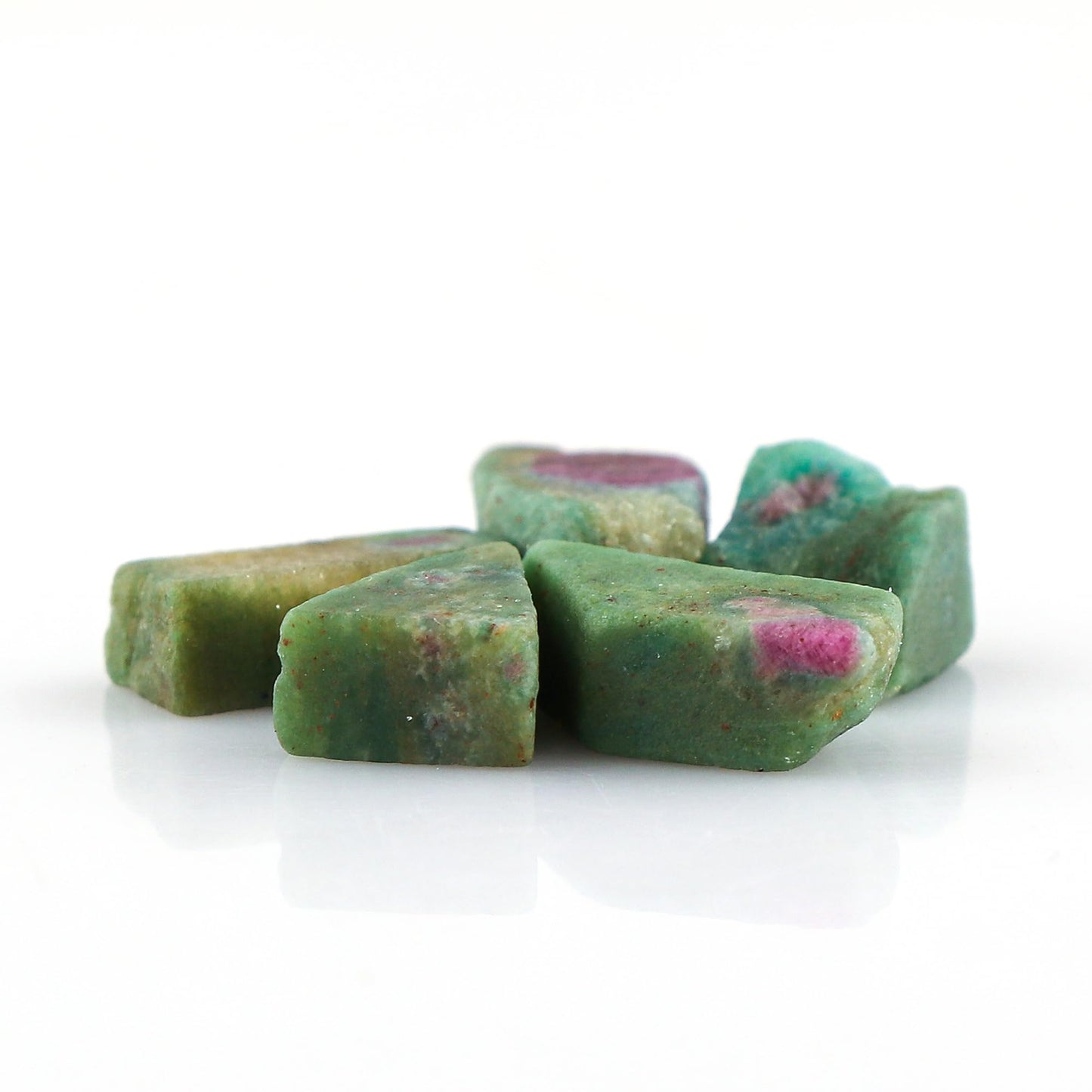 CRYSTALINES 5pcs Wholesale Natural Raw Ruby Fuchsite Gemstone, Untreated Rough Stone, Bulk Loose Supplies, DIY Jewelry Making, Chakra Healing Crystals, Wire Wrap, Gem Collection, AAA Grade