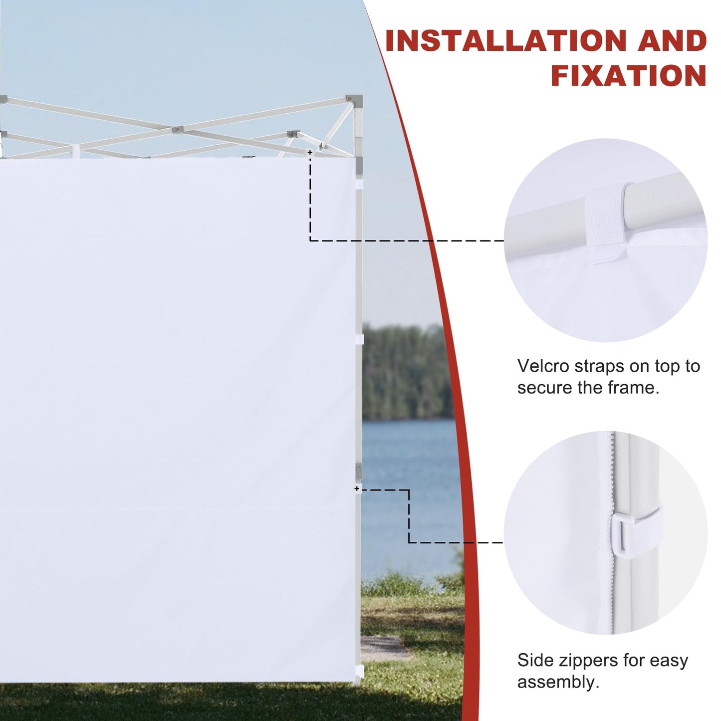 ABCCANOPY Instant Canopy SunWall 10x20 FT, 1 Pack Sidewall Only, No Frame or Top, White