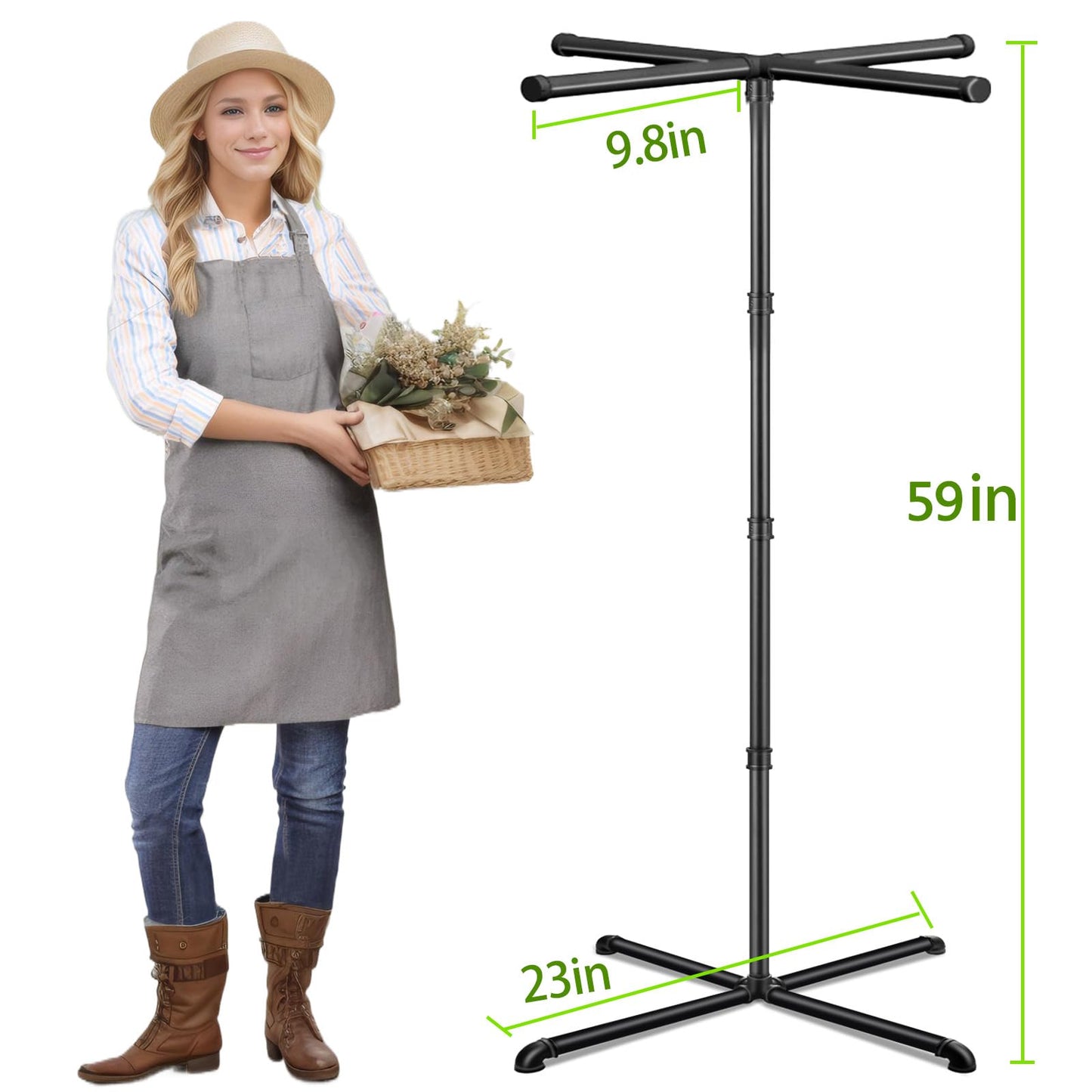 OugeWood Plant Hanger Indoor, 59" Tall Hanging Plant Stand Heavy Duty Metal Indoor Plant Hanger Stand Hanging Plant Holder with 8 Hooks Hanging Planters for Indoor Plants Bedroom Living Room Balcony