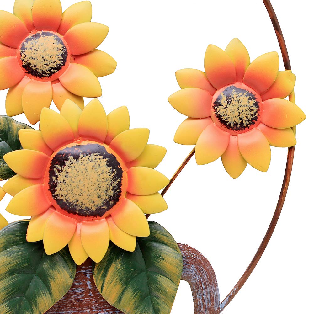 Sunflower Welcome Sign Metal Hanging Welcome Plaque for Wall Front Door - Decorative Flower Yard Signs Spring Wreath Decor for Garden Porch Patio Backyard (C)
