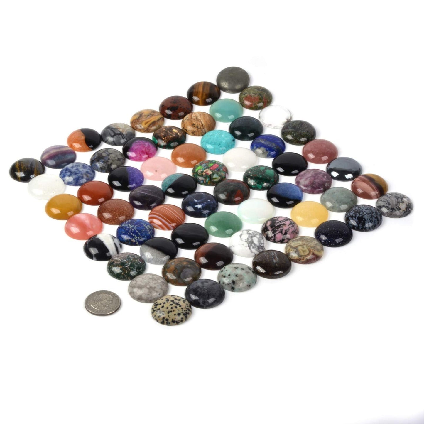 Wholesale Lot 24pcs Multi-color 30mm Gemstone Round Cab Cabochon For Jewelry Making