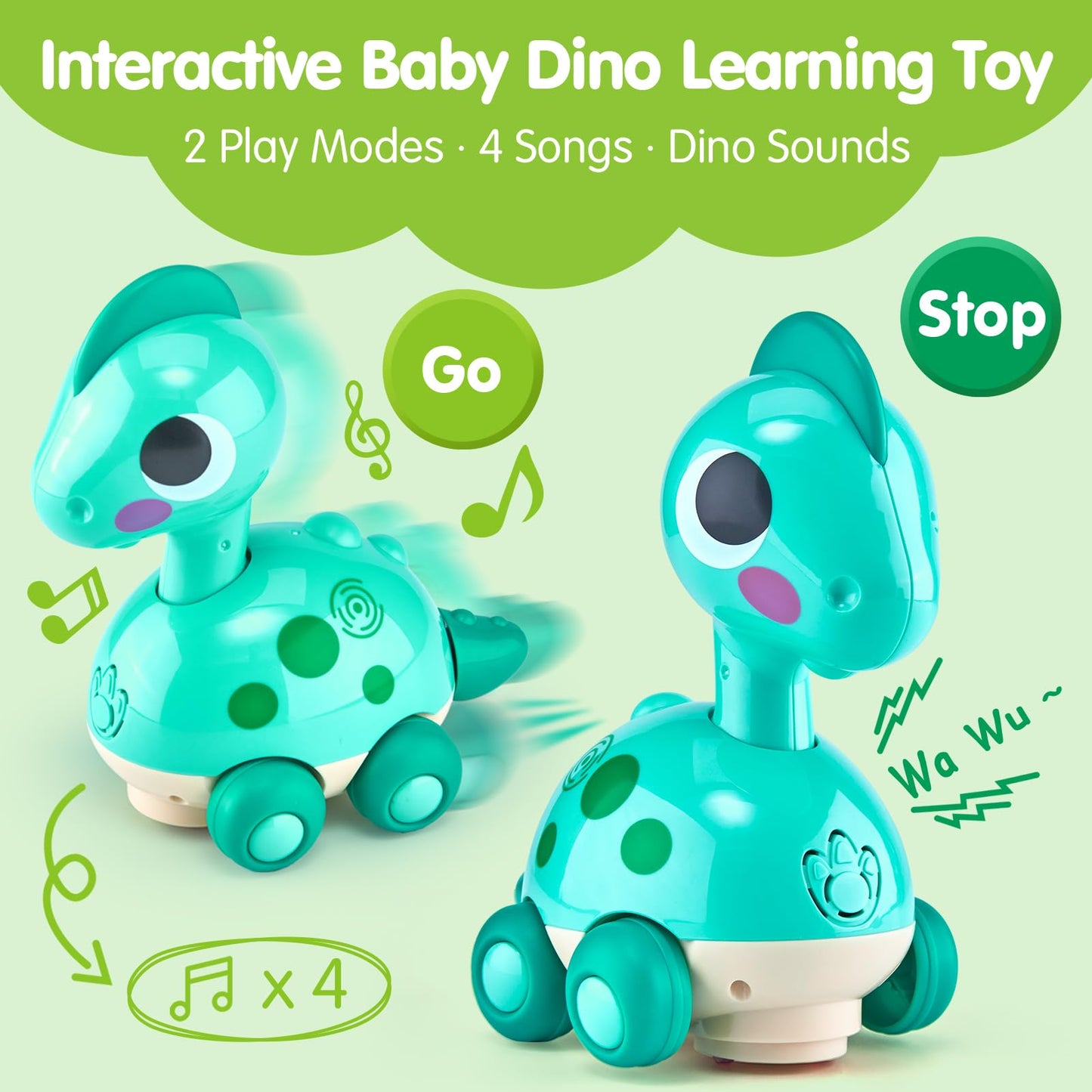 CubicFun Baby Toys 12-18 Months - Touch & Go Musical Light Tummy Time Infant Baby Crawling Toys 12 Months, Toddler Travel Toy for 1 Year Old Boy Birthday Easter Basket Stuffers