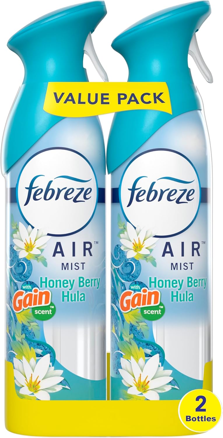 Febreze Air Freshener Spray, Odor-Fighting Room Spray, Honey Berry Hula Scent, 8.8oz, 2 Count