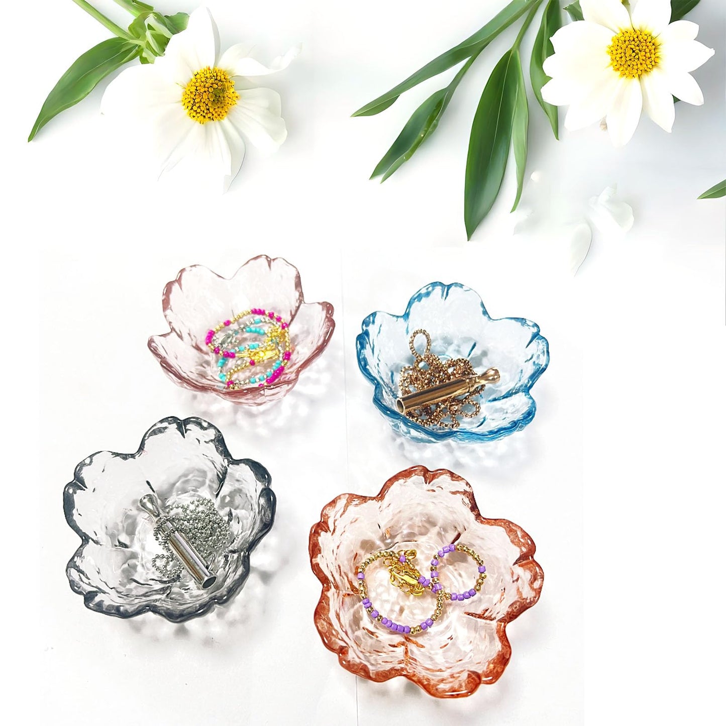FZFQWRSH Crystal Amber Jewelry Dish, Ring Dish, Trinket Dish,Tray Decor for Women, Fashionable Modern Style Dressing Plate