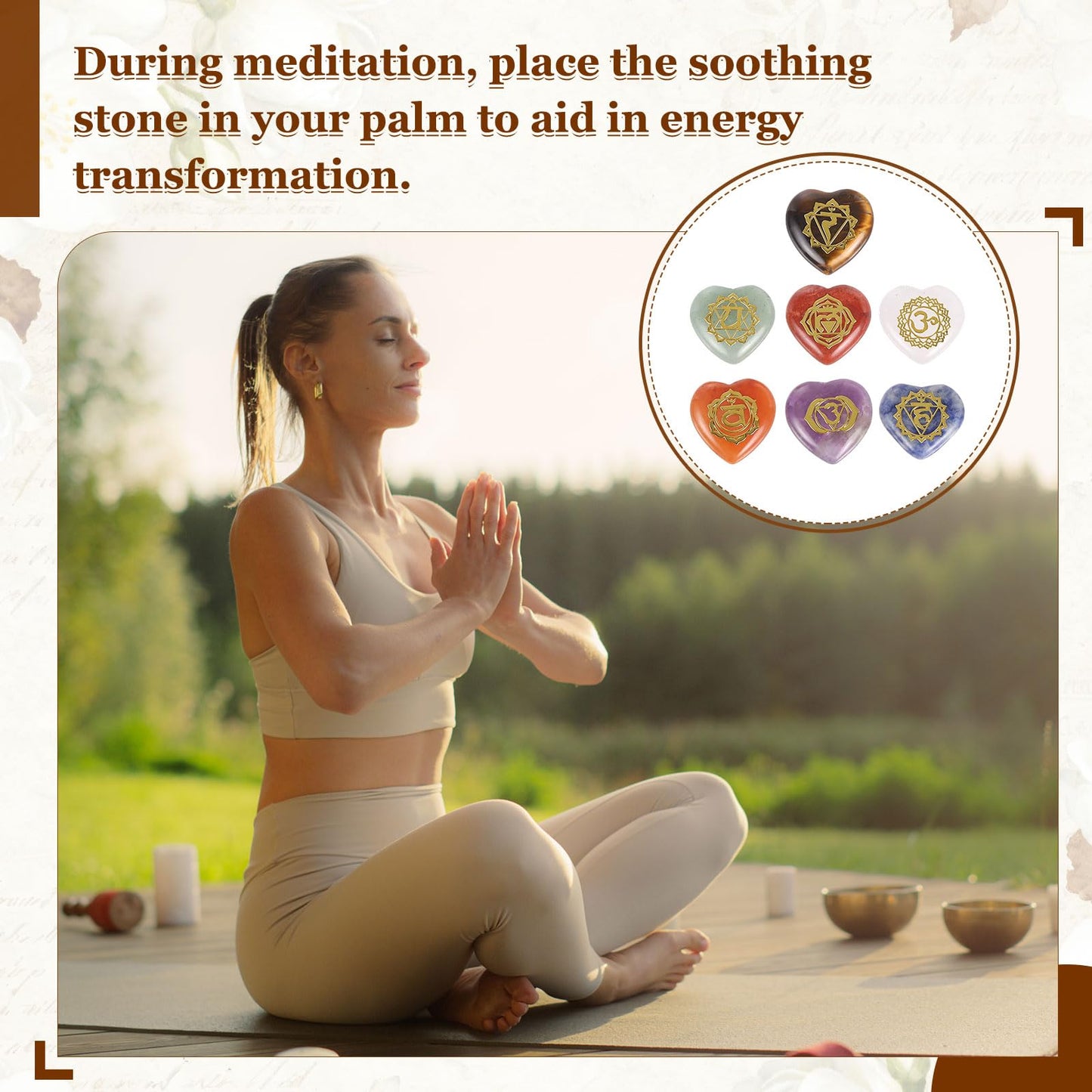 MECCANIXITY 7 Chakra Stone Set (Heart-Shaped) with Irregular Stone Bracelet & Necklace Gift Box for Healing Crystals Balancing Tumbled Palm Stone Meditation