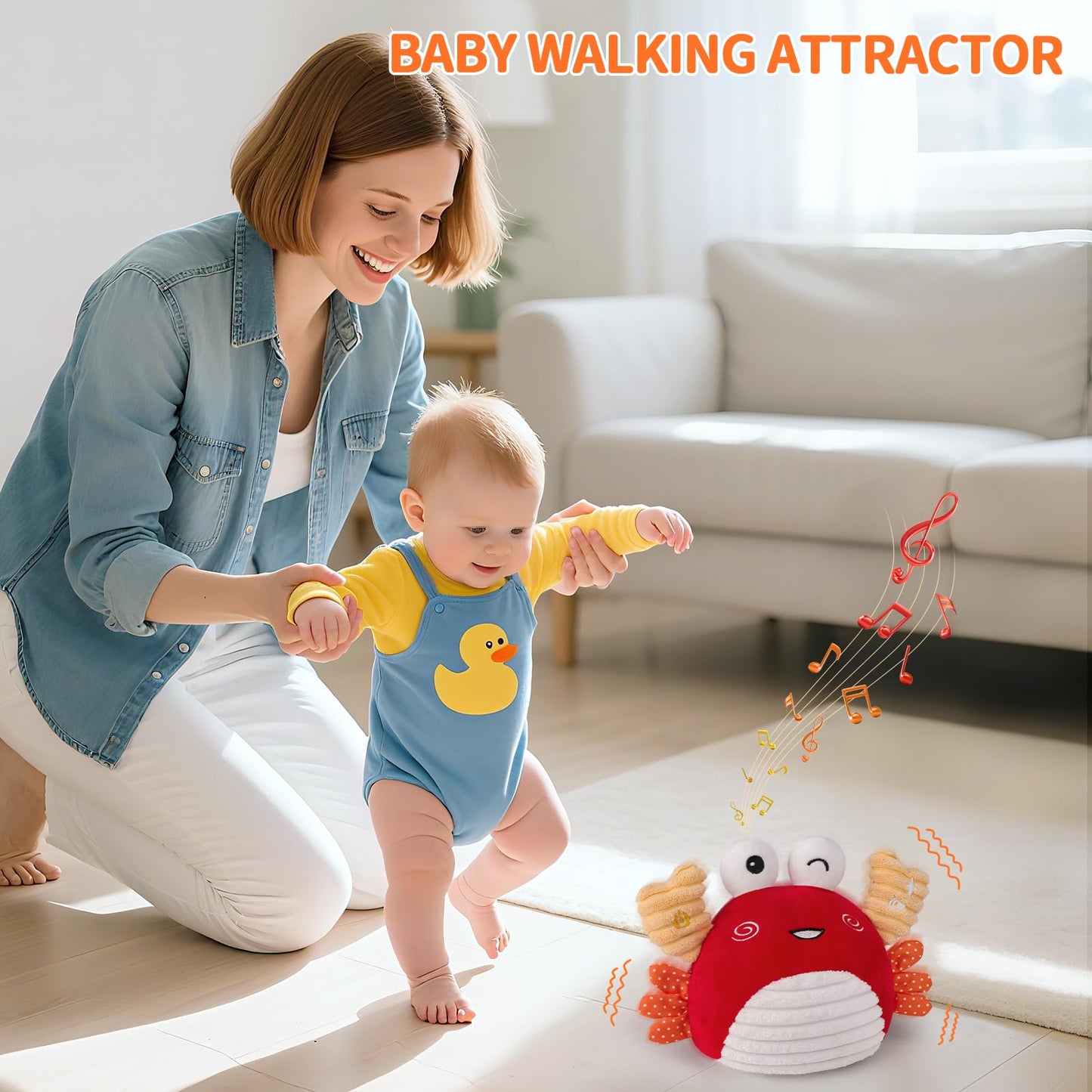 nicknack Baby Toys 0-6 Months – Crawling Dancing Bouncing Musical Learning Plush Crab,Interactive 100+ Songs Toy for 1 2 3 Year Old Boys Girls Sensory Birthday Gifts