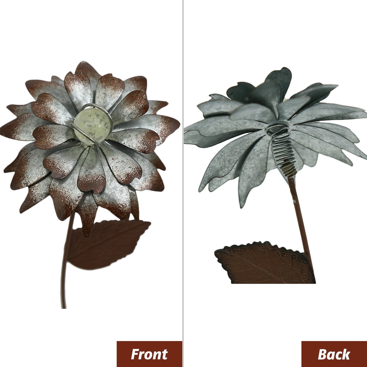 CEDAR HOME Galvanized Floral Garden Stake Outdoor Glow in Dark Plant Pick Water Proof Metal Stick Art Ornament Decor for Lawn Yard Patio, 4"W x 1.5"D x 13.8"H, 3 Set