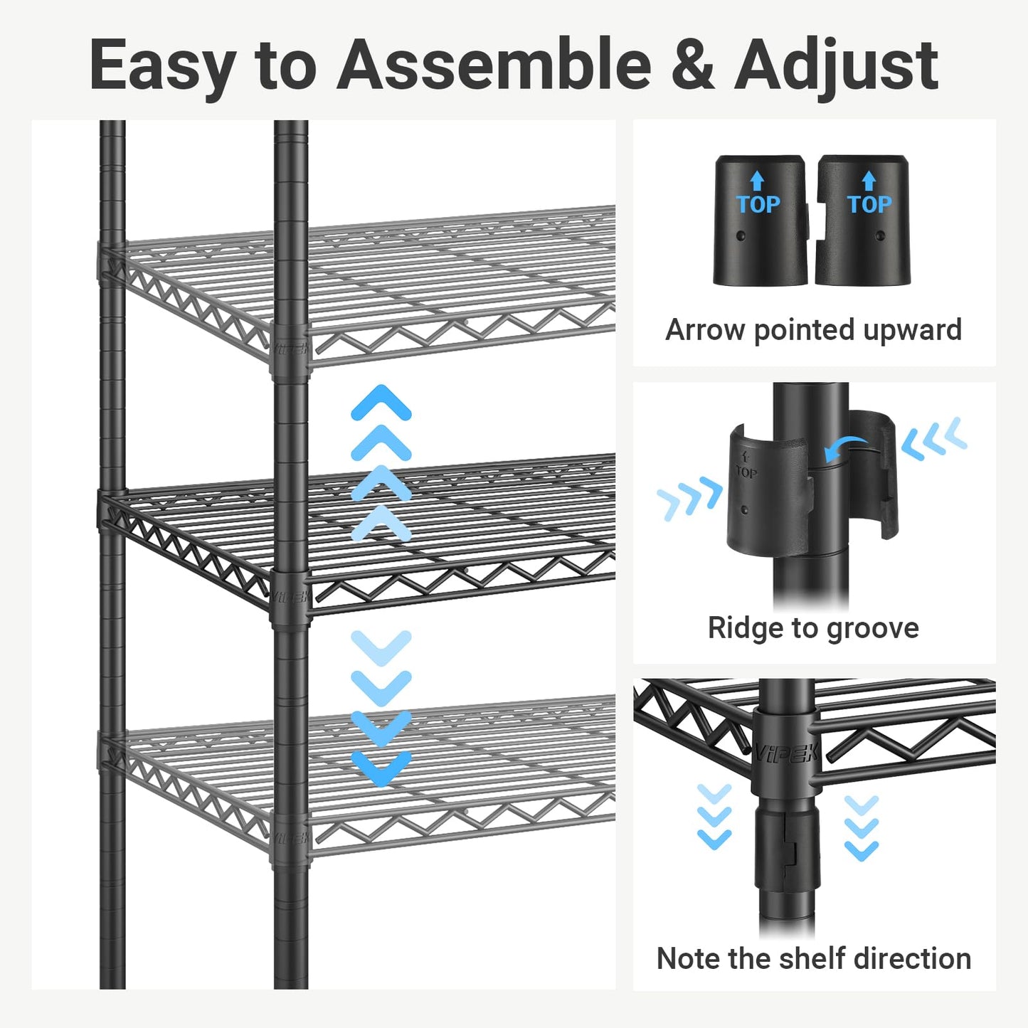 VIPEK V7 Garment Rack for Hanging Clothes Heavy Duty Clothes Rack with Shelves, Portable Closet Racks Metal Clothing Racks 5 Tiers Freestanding Closet Wardrobe System, Max Load 670lbs, Black